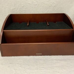 Brookstone Wood Office Docking Charging Valet Station Desk Organizer